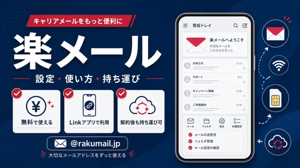 楽天モバイルのキャリアメール「楽メール」──設定・使い方・持ち運びを解説