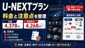 楽天モバイル U-NEXTプランの料金4,378円・家族割4,268円と3つの注意点を図解