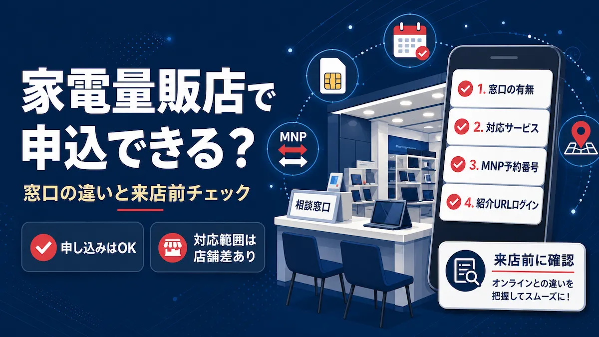 楽天モバイル 家電量販店の窓口で申し込みの相談をしているイメージ