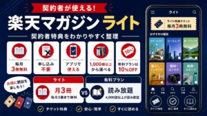 楽天マガジン 楽天モバイル契約者が使える毎月3冊無料のライト特典