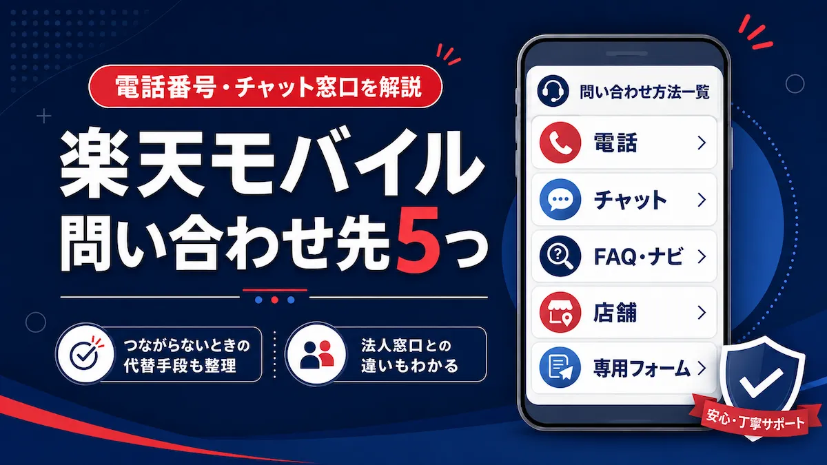 楽天モバイル 問い合わせ先の一覧